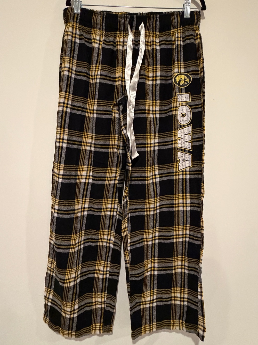 Sideline Apparel Size L Black Gold Iowa Hawkeyes Plaid Pajama Pants Ladies